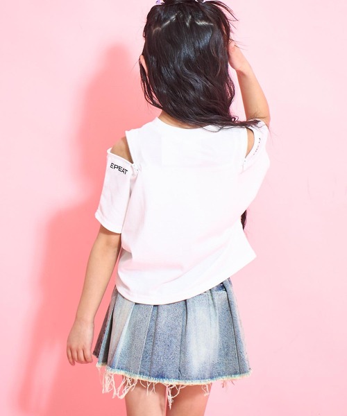 ANAP kids（アナップキッズ）の「ハートスプレー ショルダージップトップス（Tシャツ/カットソー・キッズ・ラベンダー/ホワイト/ブラック・130cm/120cm/110cm）」の6枚目の写真