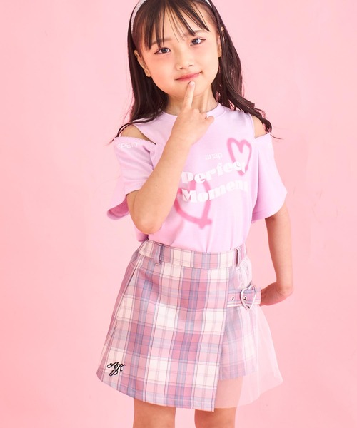 ANAP kids（アナップキッズ）の「ハートスプレー ショルダージップトップス（Tシャツ/カットソー・キッズ・ラベンダー/ホワイト/ブラック・130cm/120cm/110cm）」の8枚目の写真