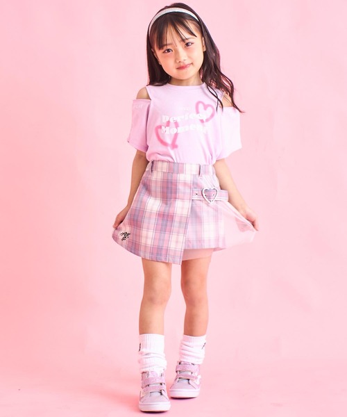 ANAP kids（アナップキッズ）の「ハートスプレー ショルダージップトップス（Tシャツ/カットソー・キッズ・ラベンダー/ホワイト/ブラック・130cm/120cm/110cm）」の9枚目の写真