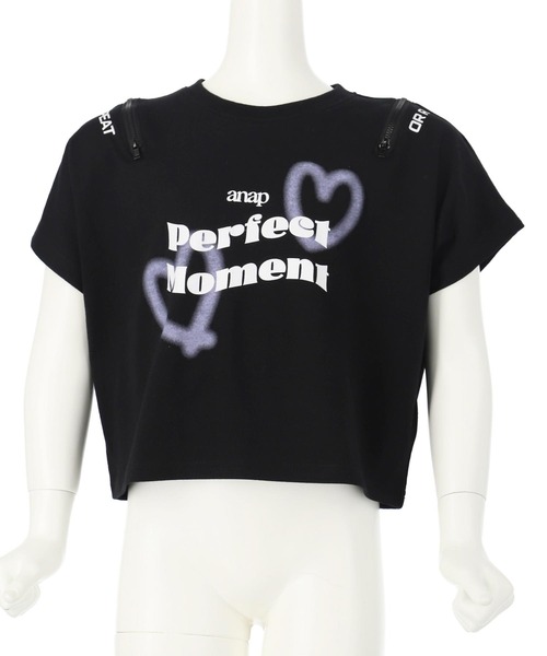 ANAP kids（アナップキッズ）の「ハートスプレー ショルダージップトップス（Tシャツ/カットソー・キッズ・ラベンダー/ホワイト/ブラック・130cm/120cm/110cm）」の17枚目の写真