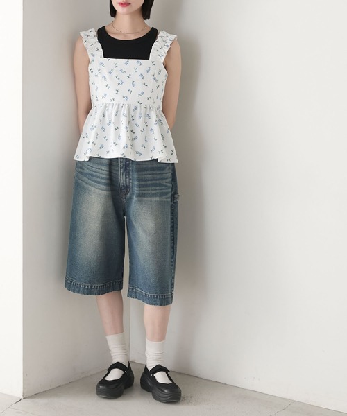 forksy.(フォルクシー)の「【forksy.】花柄 ペプラムキャミブラウス(キャミソール・レディース・ブラック/オフホワイト・FREE)」の12枚目の写真