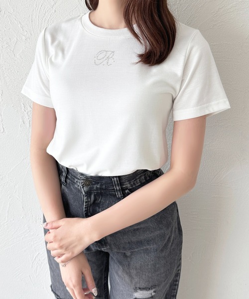 apres jour(アプレジュール)の「ラインストーンイニシャルTシャツ(Tシャツ/カットソー・レディース・ホワイト系その他/ホワイト系その他3/ホワイト系その他4/ホワイト系その他2/ホワイト系その他5・フリー)」の6枚目の写真