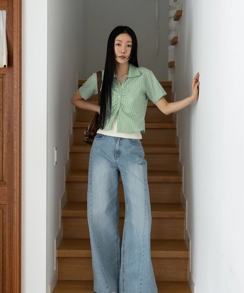 3.3 Field Trip （3.3フィールドトリップ）の「3.3 Field Trip／フレアデニムパンツ（デニムパンツ・レディース・ブルー・SMALL/MEDIUM）」の7枚目の写真