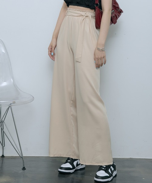SEN TOKYO(セントーキョー)の「リラックス感と上品さ。ウエストリボンイージーパンツ(その他パンツ・レディース・ブラック/グレー/アイボリー/ブラウン・FREE)」の1枚目の写真