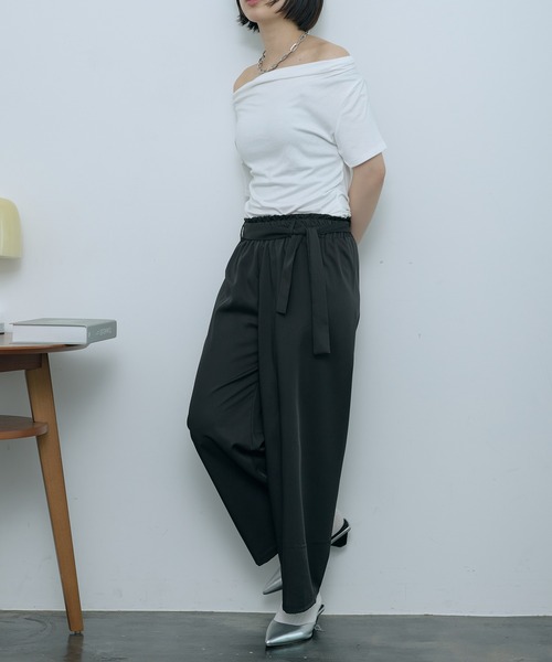 SEN TOKYO(セントーキョー)の「リラックス感と上品さ。ウエストリボンイージーパンツ(その他パンツ・レディース・ブラック/グレー/アイボリー/ブラウン・FREE)」の8枚目の写真
