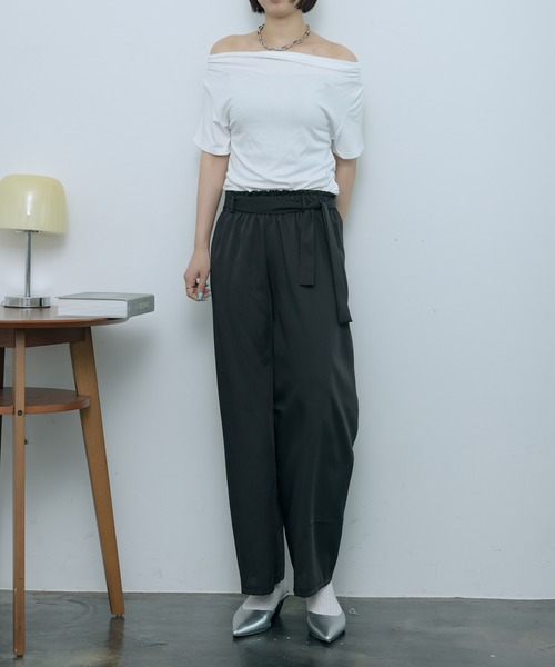 SEN TOKYO(セントーキョー)の「リラックス感と上品さ。ウエストリボンイージーパンツ(その他パンツ・レディース・ブラック/グレー/アイボリー/ブラウン・FREE)」の9枚目の写真