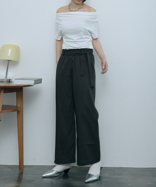 SEN TOKYO(セントーキョー)の「リラックス感と上品さ。ウエストリボンイージーパンツ(その他パンツ・レディース・ブラック/グレー/アイボリー/ブラウン・FREE)」の10枚目の写真