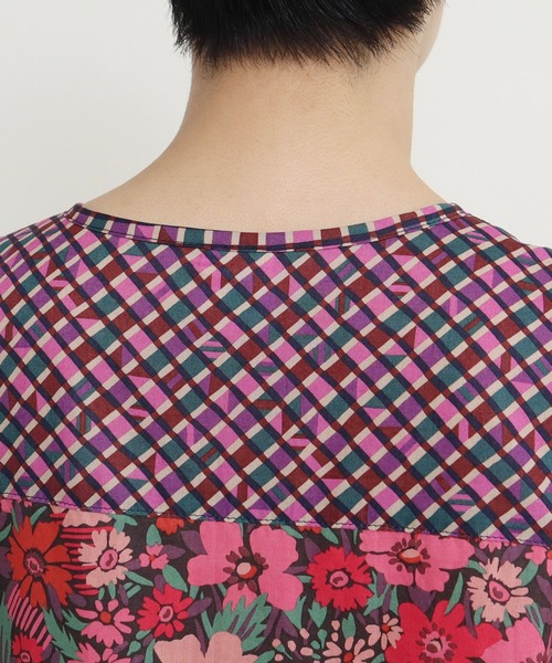 Dot＆Stripes CHILD WOMAN（ドットアンドストライプス　チャイルドウーマン）の「☆リバティ/LIBERTY パッチワーク＆別珍 パフスリーブワンピース（ワンピース・レディース・ブルー/ピンク・FREE）」の19枚目の写真