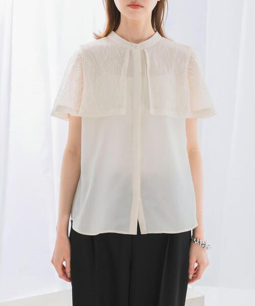 URBAN RESEARCH ROSSO WOMEN（アーバンリサーチ　ロッソ）の「ウォッシャブルレースケープブラウス（シャツ/ブラウス・レディース・ブラック/モカ/ホワイト・FREE）」の8枚目の写真