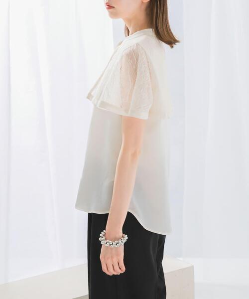 URBAN RESEARCH ROSSO WOMEN（アーバンリサーチ　ロッソ）の「ウォッシャブルレースケープブラウス（シャツ/ブラウス・レディース・ブラック/モカ/ホワイト・FREE）」の9枚目の写真