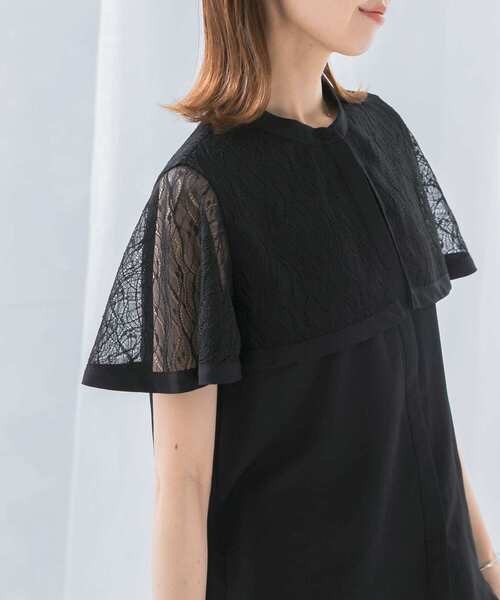 【URBAN　RESEARCH　ROSSO】ウォッシャブルレースケープブラウス URBAN RESEARCH ROSSO｜ウォッシャブルレースケープブラウス