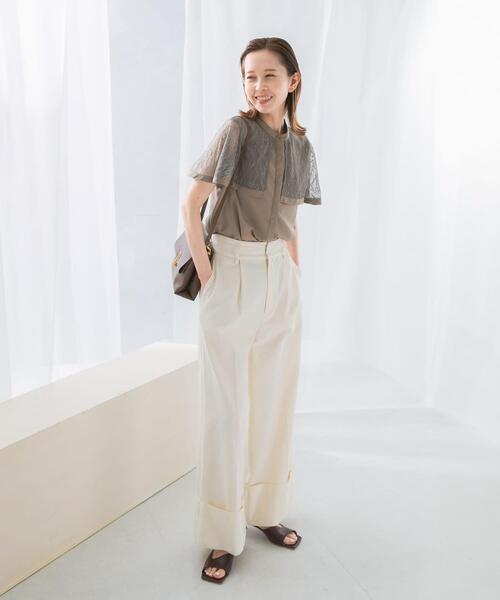 URBAN RESEARCH ROSSO WOMEN（アーバンリサーチ　ロッソ）の「ウォッシャブルレースケープブラウス（シャツ/ブラウス・レディース・ブラック/モカ/ホワイト・FREE）」の18枚目の写真