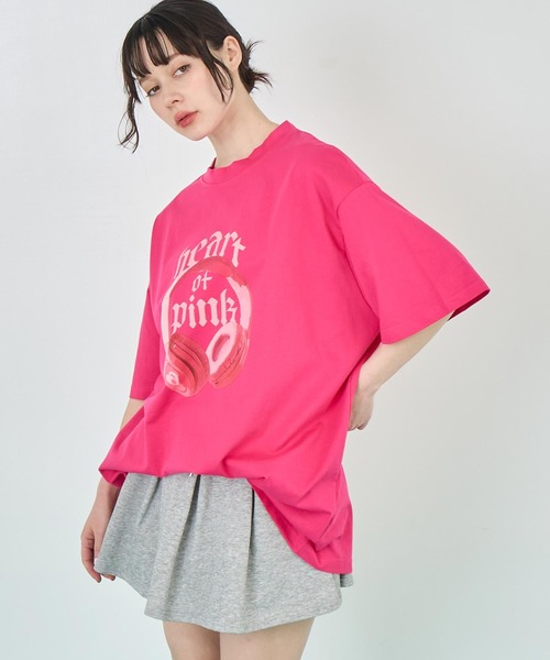 ANAP(アナップ)の「イヤホンプリント ビッグ Tシャツ(Tシャツ/カットソー・レディース・ネイビー/ライトグレー/ピンク・FREE)」の17枚目の写真