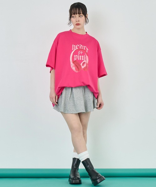 ANAP(アナップ)の「イヤホンプリント ビッグ Tシャツ(Tシャツ/カットソー・レディース・ネイビー/ライトグレー/ピンク・FREE)」の18枚目の写真