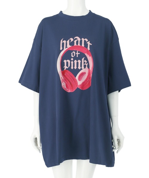 ANAP(アナップ)の「イヤホンプリント ビッグ Tシャツ(Tシャツ/カットソー・レディース・ネイビー/ライトグレー/ピンク・FREE)」の12枚目の写真