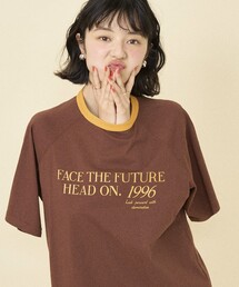 ラグランリンガー プリントTシャツ/リンガーロゴTシャツ