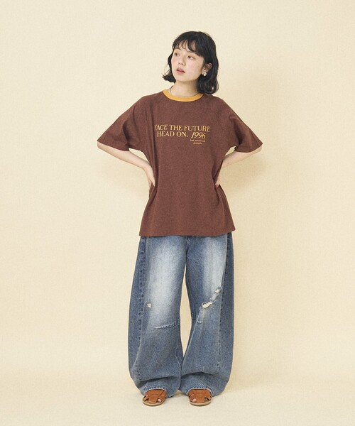 セール】ラグランリンガー プリントTシャツ/リンガーロゴTシャツ