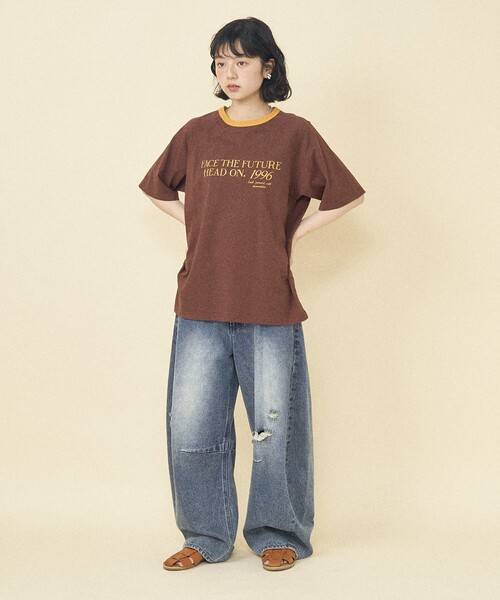 りん セール】ラグランリンガー プリントTシャツ/リンガーロゴTシャツ