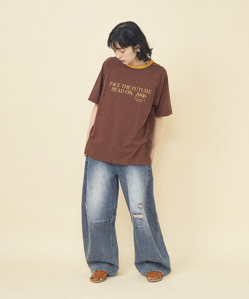 FREAK'S STORE(フリークスストア)の「ラグランリンガー プリントTシャツ/リンガーロゴTシャツ(Tシャツ/カットソー・レディース・ネイビー/ブラウン/オフホワイト・フリ-)」の18枚目の写真