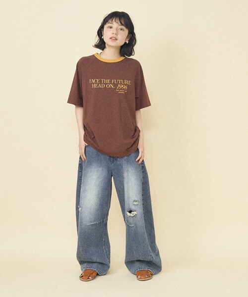 FREAK'S STORE(フリークスストア)の「ラグランリンガー プリントTシャツ/リンガーロゴTシャツ(Tシャツ/カットソー・レディース・ネイビー/ブラウン/オフホワイト・フリ-)」の20枚目の写真