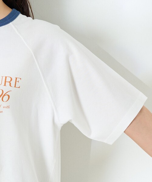 FREAK'S STORE(フリークスストア)の「ラグランリンガー プリントTシャツ/リンガーロゴTシャツ(Tシャツ/カットソー・レディース・ネイビー/ブラウン/オフホワイト・フリ-)」の6枚目の写真