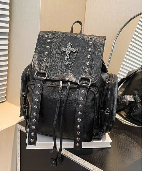 ★[POIE]大人気:韓国のバレエコアスタイルリュックサック(black) POIE】韓国人気☆Hole string PO backpack☆バレエコア (POIE