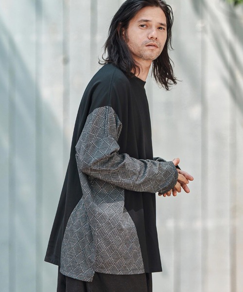 CAMBIO(カンビオ)の「mlt5280- Switch Jacquard Ponti Cut sew カットソー(Tシャツ/カットソー・メンズ・ホワイト/ブラック・S/M/L)」の1枚目の写真