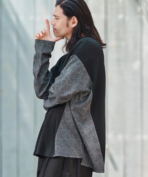 CAMBIO(カンビオ)の「mlt5280- Switch Jacquard Ponti Cut sew カットソー(Tシャツ/カットソー・メンズ・ホワイト/ブラック・S/M/L)」の21枚目の写真