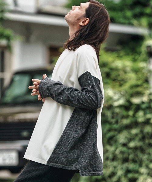 CAMBIO(カンビオ)の「mlt5280- Switch Jacquard Ponti Cut sew カットソー(Tシャツ/カットソー・メンズ・ホワイト/ブラック・S/M/L)」の8枚目の写真