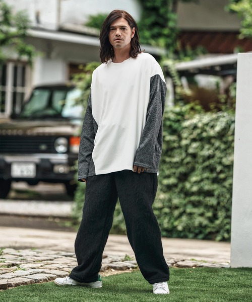 CAMBIO(カンビオ)の「mlt5280- Switch Jacquard Ponti Cut sew カットソー(Tシャツ/カットソー・メンズ・ホワイト/ブラック・S/M/L)」の9枚目の写真