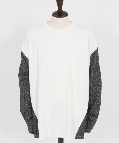 CAMBIO(カンビオ)の「mlt5280- Switch Jacquard Ponti Cut sew カットソー(Tシャツ/カットソー・メンズ・ホワイト/ブラック・S/M/L)」の12枚目の写真