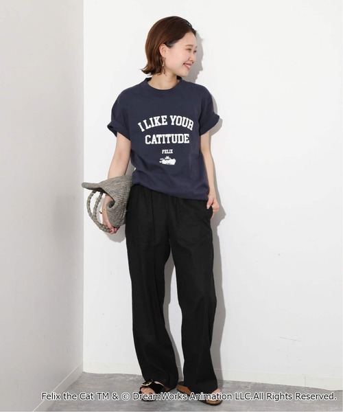 SLOBE IENA(スローブイエナ)の「《WEB限定/追加2》BALMYDAYS / バルミーデイズ SLOBE別注 FELIX TEE(Tシャツ/カットソー・レディース・ブラック/ネイビー・FREE)」の11枚目の写真