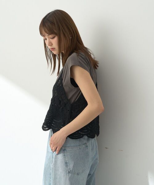 earth music&ecology（アースミュージックアンドエコロジー）の「SET2点 クロシェキャミ＋ノースリーブプルオーバー（Tシャツ/カットソー・レディース・ブラック/ブラウン/ライトカーキ/ホワイト系その他2・FREE）」の8枚目の写真