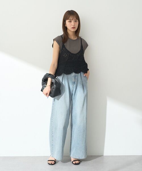 earth music&ecology（アースミュージックアンドエコロジー）の「SET2点 クロシェキャミ＋ノースリーブプルオーバー（Tシャツ/カットソー・レディース・ブラック/ブラウン/ライトカーキ/ホワイト系その他2・FREE）」の10枚目の写真