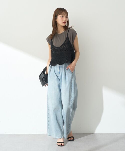 earth music&ecology（アースミュージックアンドエコロジー）の「SET2点 クロシェキャミ＋ノースリーブプルオーバー（Tシャツ/カットソー・レディース・ブラック/ブラウン/ライトカーキ/ホワイト系その他2・FREE）」の11枚目の写真