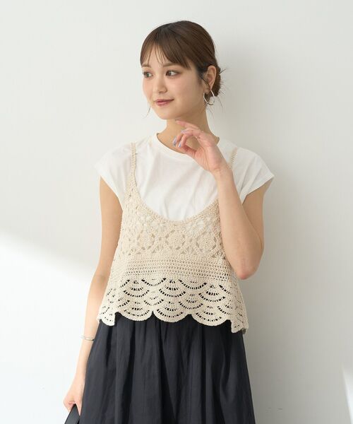 earth music&ecology（アースミュージックアンドエコロジー）の「SET2点 クロシェキャミ＋ノースリーブプルオーバー（Tシャツ/カットソー・レディース・ブラック/ブラウン/ライトカーキ/ホワイト系その他2・FREE）」の20枚目の写真