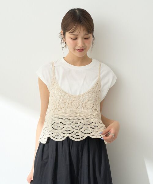 earth music&ecology（アースミュージックアンドエコロジー）の「SET2点 クロシェキャミ＋ノースリーブプルオーバー（Tシャツ/カットソー・レディース・ブラック/ブラウン/ライトカーキ/ホワイト系その他2・FREE）」の21枚目の写真