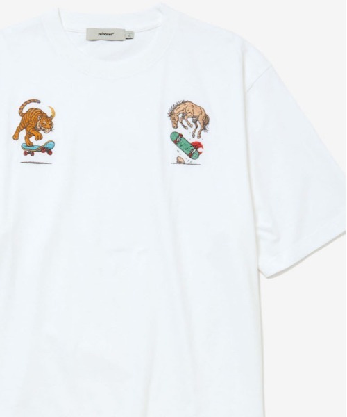 rehacer(レアセル)の「rehacer : Chill Hop Relax Fit T-shirt / チルホップ リラックス Tシャツ(Tシャツ/カットソー・メンズ・グリーン/ホワイト/スミクロ・LARGE/X-LARGE/SMALL/MEDIUM)」の2枚目の写真