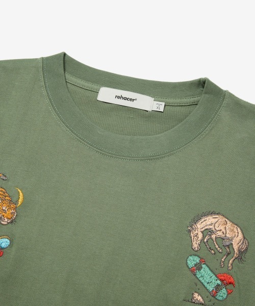 rehacer(レアセル)の「rehacer : Chill Hop Relax Fit T-shirt / チルホップ リラックス Tシャツ(Tシャツ/カットソー・メンズ・グリーン/ホワイト/スミクロ・LARGE/X-LARGE/SMALL/MEDIUM)」の12枚目の写真