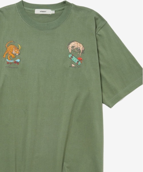 rehacer(レアセル)の「rehacer : Chill Hop Relax Fit T-shirt / チルホップ リラックス Tシャツ(Tシャツ/カットソー・メンズ・グリーン/ホワイト/スミクロ・LARGE/X-LARGE/SMALL/MEDIUM)」の21枚目の写真