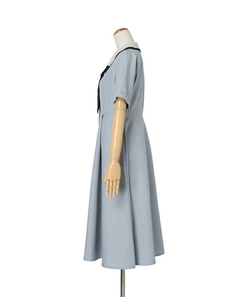 F i.n.t（フィント）の「スカーフタイ付きバイカラーワンピース　【1枚で快適】夏服（ワンピース・レディース・ライトイエロー/ライトグリーン/ブルーグレー・FREE）」の10枚目の写真