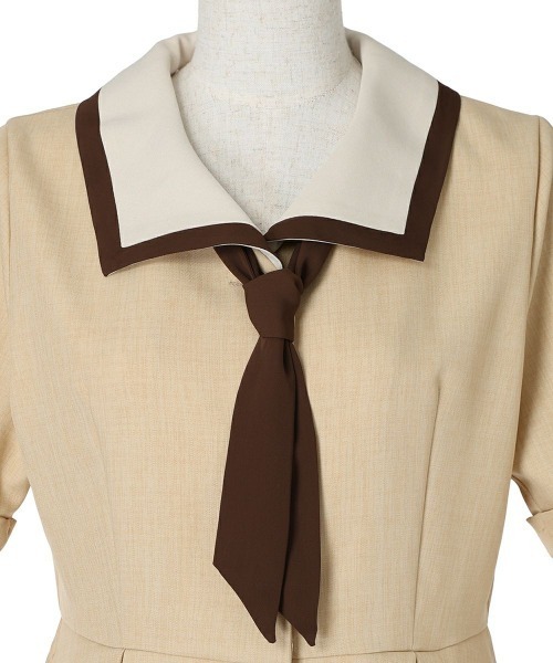 F i.n.t（フィント）の「スカーフタイ付きバイカラーワンピース　【1枚で快適】夏服（ワンピース・レディース・ライトイエロー/ライトグリーン/ブルーグレー・FREE）」の11枚目の写真