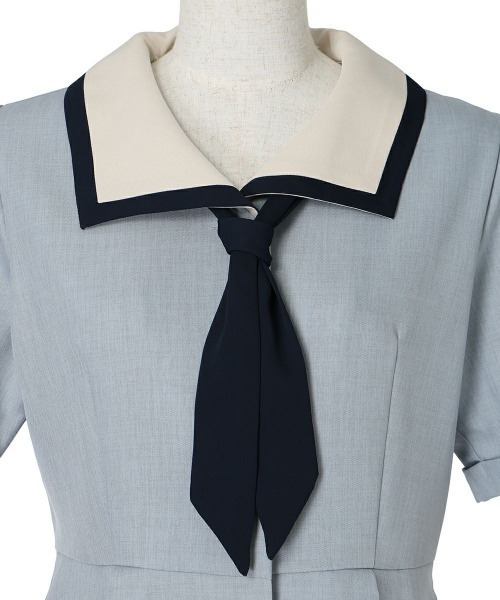 F i.n.t（フィント）の「スカーフタイ付きバイカラーワンピース　【1枚で快適】夏服（ワンピース・レディース・ライトイエロー/ライトグリーン/ブルーグレー・FREE）」の13枚目の写真