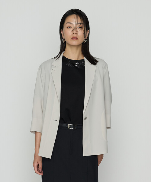 COMME CA（コムサ）の「【セットアップ対応】ストレッチカラミ ジャケット（テーラードジャケット・レディース・グレイッシュベージュ/グレー・9号/11号）」の12枚目の写真