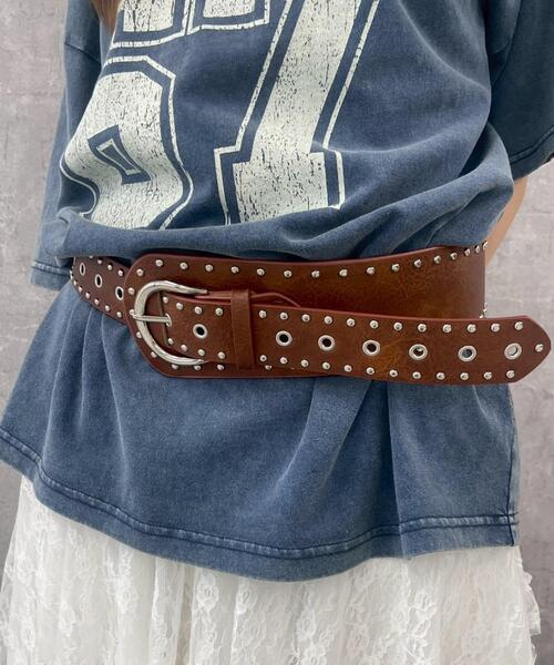 WEGO（ウィゴー）の「WEGO/スタッズデザインサッシュベルト（ベルト・レディース・ブラック/ブラウン・FREE）」の3枚目の写真