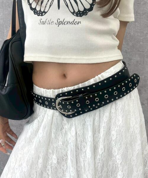 WEGO（ウィゴー）の「WEGO/スタッズデザインサッシュベルト（ベルト・レディース・ブラック/ブラウン・FREE）」の5枚目の写真
