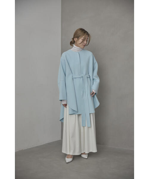 ◇ソフトウールリバーサークルコート（ノーカラーコート）｜LE PHIL