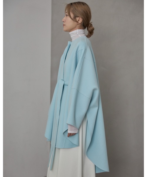 ◇ソフトウールリバーサークルコート（ノーカラーコート）｜LE PHIL