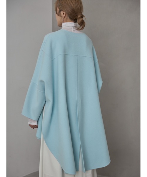 ◇ソフトウールリバーサークルコート（ノーカラーコート）｜LE PHIL