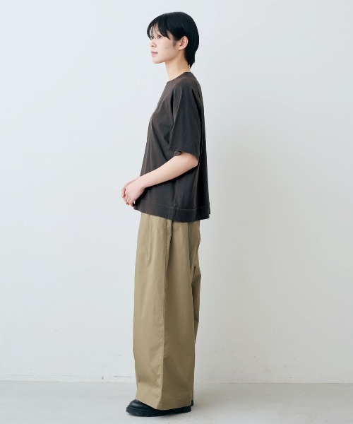 THREE FIFTY STANDARD（スリーフィフティースタンダード）の「ＴＨＲＥＥ　ＦＩＦＴＹ　ＳＴＡＮＤＡＲＤ　ピグメント加工のロゴプリントＴシャツ（Tシャツ/カットソー・レディース・スモークピンク/チャコールグレー/ベージュ・M/L/LL）」の9枚目の写真